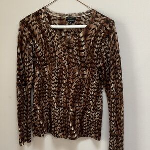 Brown Patterned Marino wool cardigan